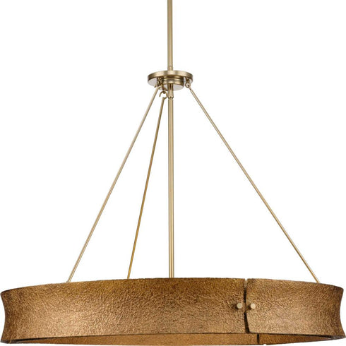 Progress Lusail Collection Six Light in Soft Gold Luxe Industrial Chandelier Model: P400358-205
