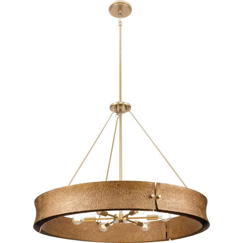 Progress Lusail Collection Six Light in Soft Gold Luxe Industrial Chandelier Model: P400358-205