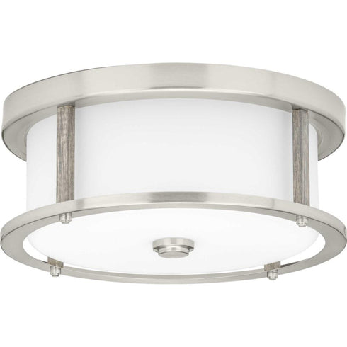 Progress Mast P350144 009 2 60 Watt MED FLUSH MOUNT in Brushed Nickel Finish Model: P350144-009