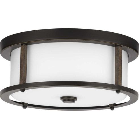 Progress Mast P350144 009 2 60 Watt MED FLUSH MOUNT in Brushed Nickel Finish Model: P350144-009