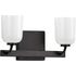 Progress Moore Collection Two Light in Satin Brass White Opal Glass Luxe Bath Vanity Light Model: P300281-012