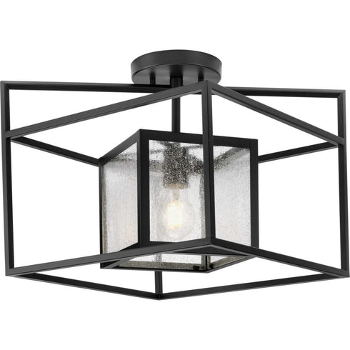 Progress Navarre P350256 31M 1 Light SEMI FLUSH in Matte Black Finish Model: P350256-31M