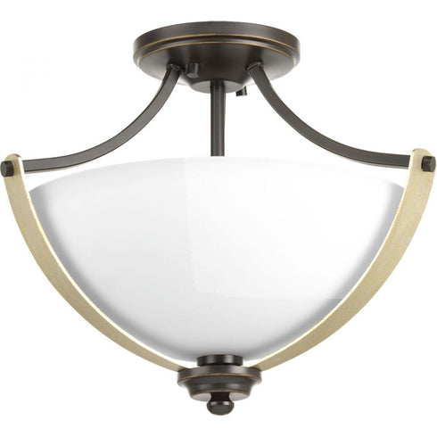 Progress Noma 2 Light P350034 020 2 100 Watt MED SEMI FLUSH in Antique Bronze Finish Model: P350034-020