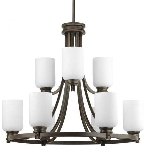 Progress Orbitz Collection Nine Light Two Tier Chandelier in Antique Bronze Finish Model: P4663-20