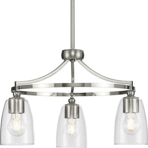 Progress Parkhurst P400295 009 3 60 Watt MED CHANDELIER in Brushed Nickel Finish Model: P400295-009