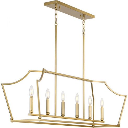 Progress Parkhurst P400300 009 6 60 Watt CAND ISLAND CHANDELIER in Brushed Nickel Finish Model: P400300-009