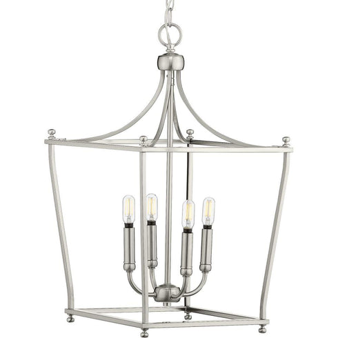 Progress Parkhurst P500214 009 4 60 Watt CAND FOYER in Brushed Nickel Finish Model: P500214-009