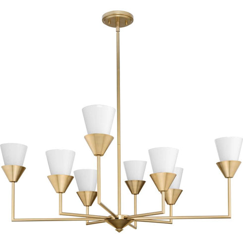 Progress Pinellas Collection 14.37 in. Eight Light in White Plaster Contemporary Chandelier Model: P400373-197