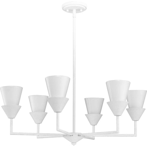 Progress Pinellas Collection Six Light in White Plaster Contemporary Chandelier Model: P400372-197