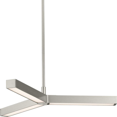 Progress Planck LED Collection Three Light in Brushed Nickel Modern Style Chandelier Light Model: P400257-009-30