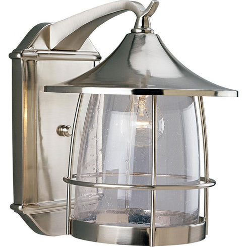 Progress Prairie P5764 09 1 100 Watt MED WALL LANTERN in Brushed Nickel Finish Model: P5764-09