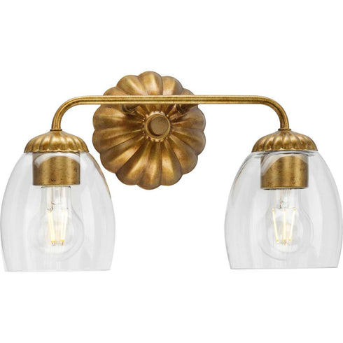 Progress Quillan Collection Two Light in White Plaster Transitional Bath & Vanity Light Model: P300489-197