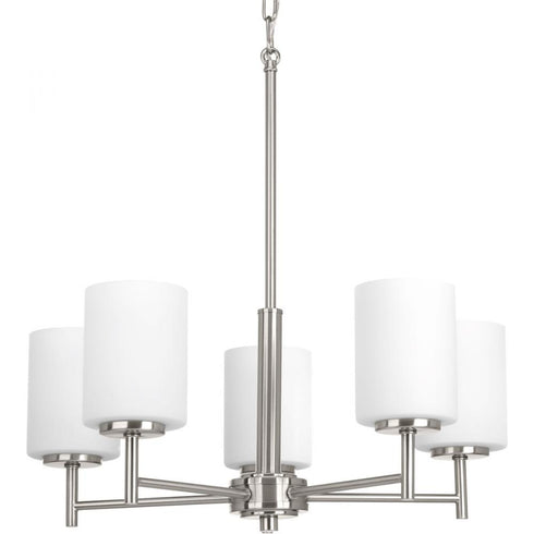 Progress Replay P4319 09 5 100 Watt MED CHANDELIER in Brushed Nickel Finish Model: P4319-09