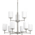 Progress Replay P4726 09 9 100 Watt MED CHANDELIER in Brushed Nickel Finish Model: P4726-09