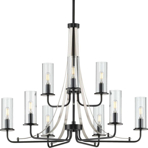 Progress Riley P400210 009 9 60 Watt CAND CHANDELIER in Brushed Nickel Finish Model: P400210-009