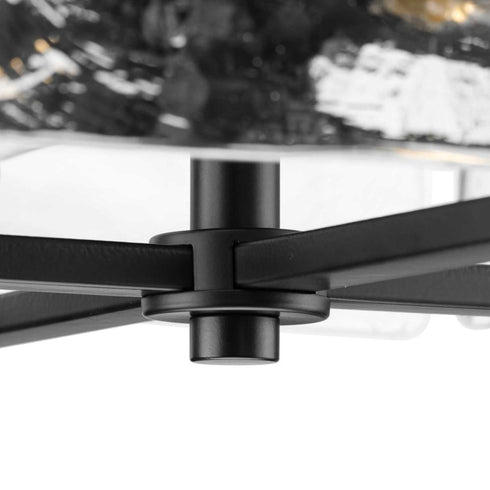Progress Rivera Collection Four Light 13 in. in Matte Black Luxe Industrial Flush Mount Model: P350271-31M