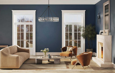 Progress Rivera Collection Six Light in Matte Black Luxe Industrial Chandelier Model: P400355-31M