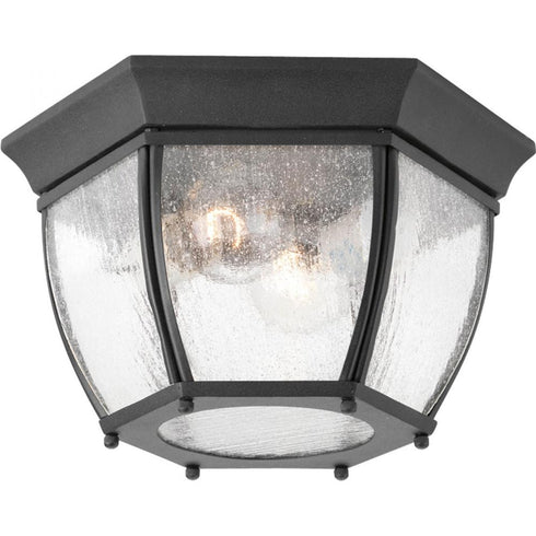 Progress Roman Coach P6019 31 2 60 Watt MED FLUSH MOUNT in Textured Black Finish Model: P6019-31