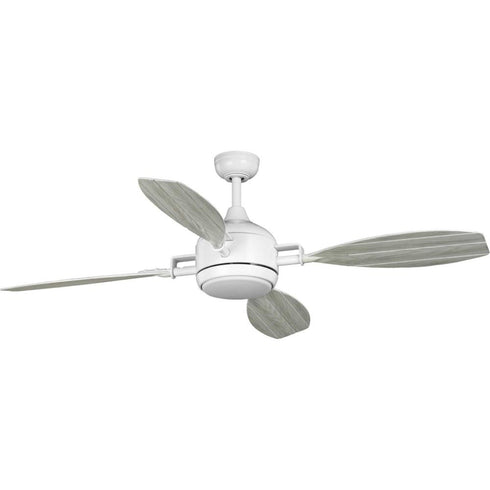 Progress Rudder Collection Indoo Outdoor 56 Inch Four Blade in Satin White Ceiling Fan Model: P250040-028-30