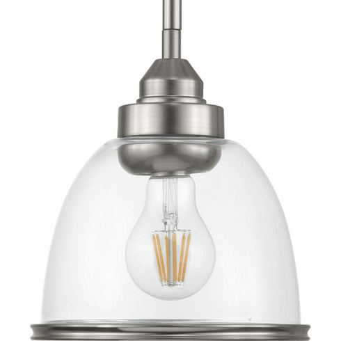 Progress Saluda P500137 009 1 60 Watt MED MINI PENDANT in Brushed Nickel Finish Model: P500137-009
