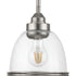 Progress Saluda P500137 009 1 60 Watt MED MINI PENDANT in Brushed Nickel Finish Model: P500137-009
