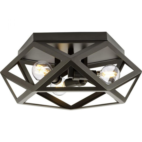 Progress Saucedo P350244 129 3 Light FLUSHMT in Architectural Bronze Finish Model: P350244-129