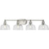 Progress Singleton P300398 009 4 Light BATH in Brushed Nickel Finish Model: P300398-009