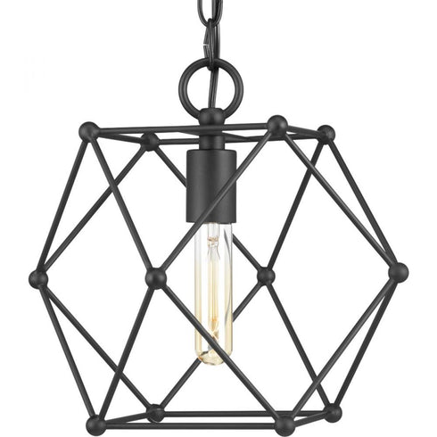 Progress Spatial P500082 031 1 100 Watt MED PENDANT in Matte Black Finish Model: P500082-031