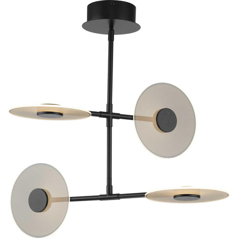 Progress Spoke LED Collection Four Light in Brushed Nickel Modern Style Hanging Chandelier Light Model: P400255-009-30