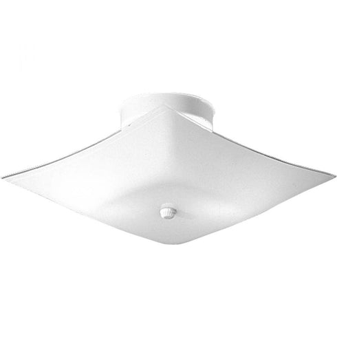 Progress Square Glass P4961 30 2 60 Watt MED CLSE TO CLG in White Finish Model: P4961-30