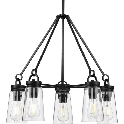 Progress Stockbrace P400243 031 5 60 Watt MED CHANDELIER in Matte Black Finish Model: P400243-031
