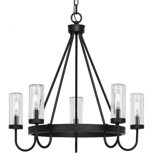 Progress Swansea P550130 31M 5 Light OUTDOOR CHANDELIER in Matte Black Finish Model: P550130-31M