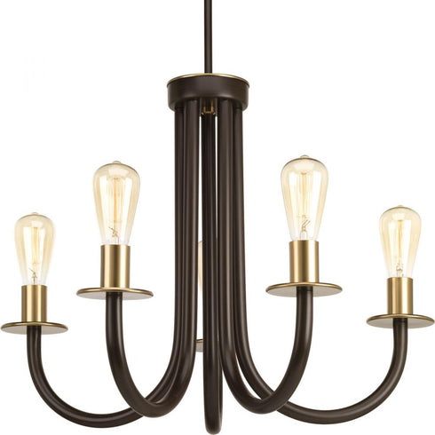 Progress Swing Collection Five light chandelier in Antique Bronze Finish Model: P400050-020