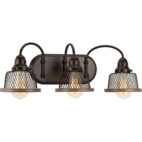 Progress Tilley Collection Three Light in Brushed Nickel Coastal Bath Vanity Light Model: P300044-009