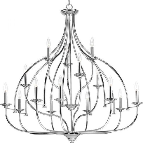 Progress Tinsley Fifteen Light Chandelier in Polished Chrome Finish Model: P400110-015