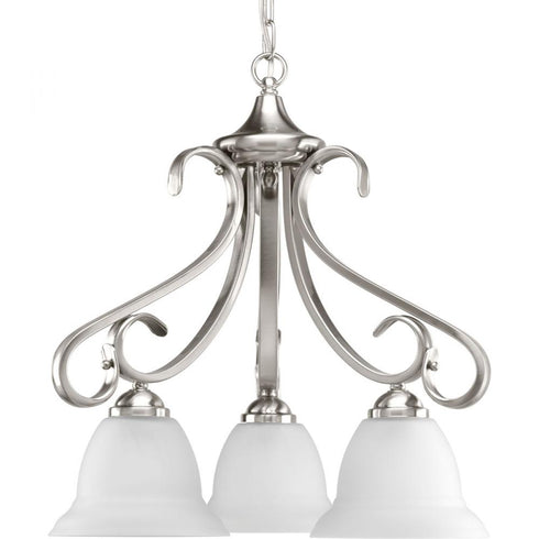 Progress Torino P4405 09 3 100 Watt MED DN Light CHAND in Brushed Nickel Finish Model: P4405-09