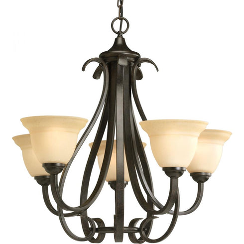 Progress Torino P4416 09 5 100 Watt CHAND in Brushed Nickel Finish Model: P4416-09