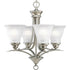 Progress Trinity Collection Four Light in Brushed Nickel Etched Glass Traditional Chandelier Light Model: P4326-09