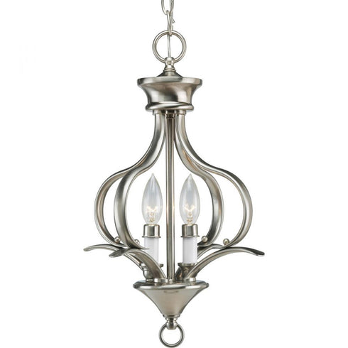 Progress Trinity P3806 09 2 60 Watt CAND HAL FOYER in Brushed Nickel Finish Model: P3806-09