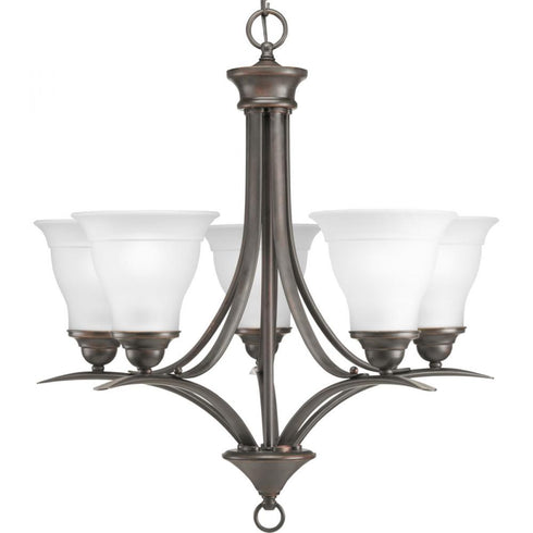 Progress Trinity P4328 09 5 100 Watt MED CHAND in Brushed Nickel Finish Model: P4328-09