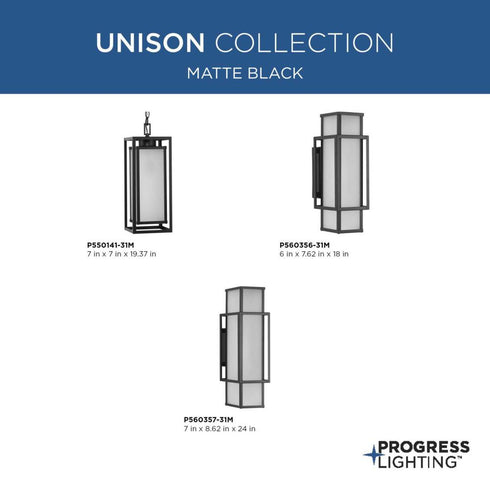 Progress Unison P560357 31M 2 Light WALL LANTERN in Matte Black Finish Model: P560357-31M