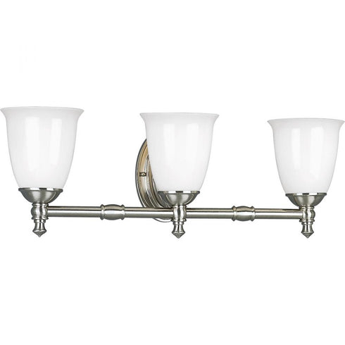 Progress Victorian P3029 09 3 100 Watt MED BATH BRKT in Brushed Nickel Finish Model: P3029-09