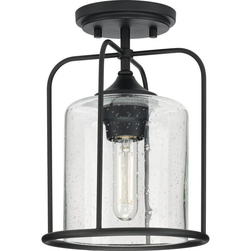 Progress Watch Hill P550110 031 1 60 Watt MED OUTDOOR FLUSHMOUNT in Textured Black Finish Model: P550110-031