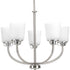 Progress West Village Collection Five Light in Brushed Nickel Etched Double Prismatic Glass Farmhouse Chandelier Model: P400009-009