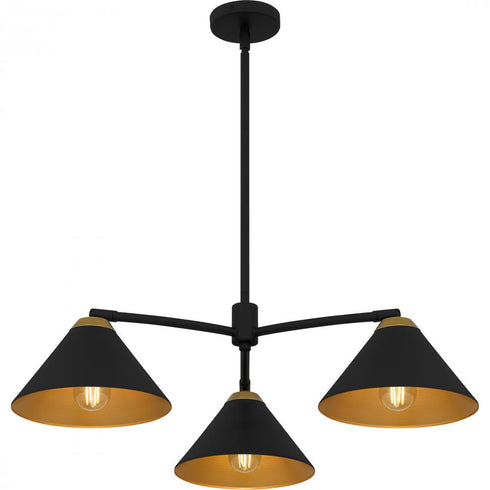 Quoizel Alscott 3 Light in Matte Black Chandelier Model: ALS5032MBK