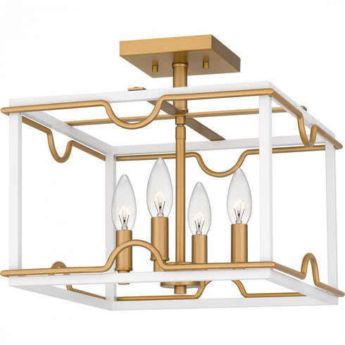 Quoizel Brinkman Semi Flush Mount in Matte White Finish Model: BNK1714W