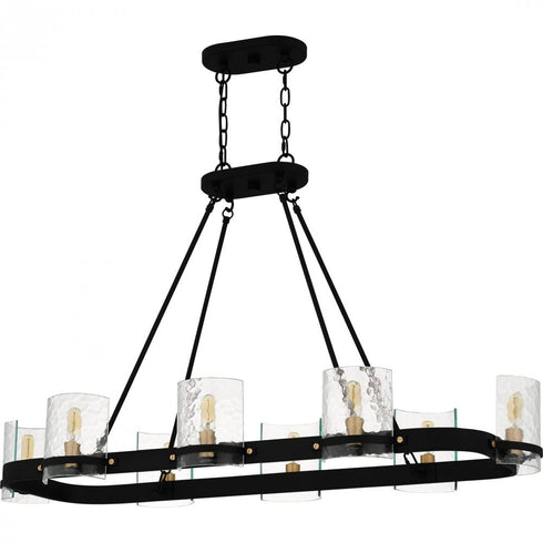Quoizel Gloucester 8 Light in Matte Black Linear Chandelier Model: GLC842MBK