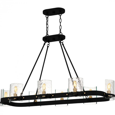 Quoizel Gloucester 8 Light in Matte Black Linear Chandelier Model: GLC842MBK