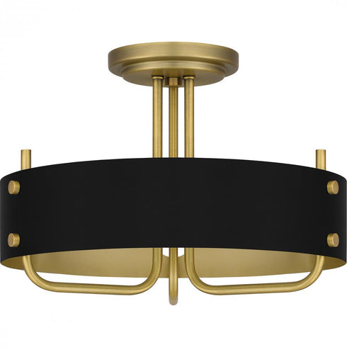 Quoizel Madden Semi Flush Mount in Aged Brass Finish Model: MAD1717AB