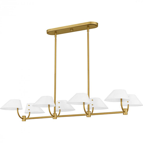 Quoizel Penley 6 Light in Brushed Gold Linear Chandelier Model: PNY842BRG